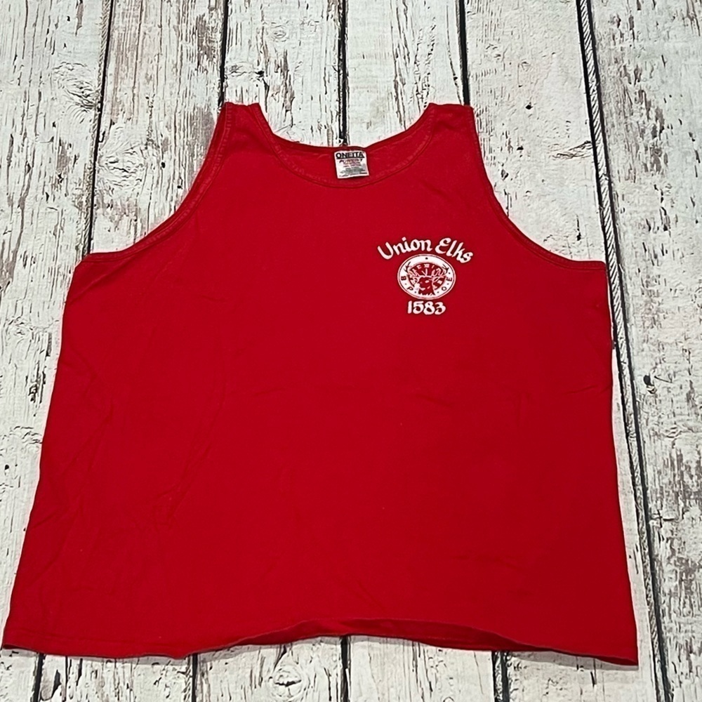 Vintage 1990s Union Elks Red Tank Top Tee Tshirt